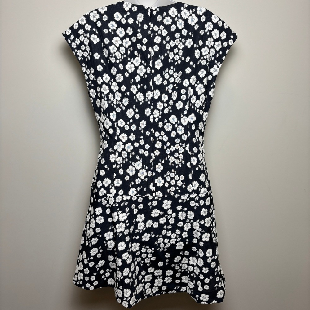 Club Monaco Black White Floral Jacquard Fit & Flare Vneck Mini Dress Womens‎ 6 - Picture 5 of 9